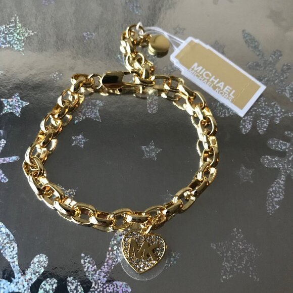 Michael Kors Chain Bracelet With Crystal heart   MSRP : $135  NWT - Picture 4 of 5